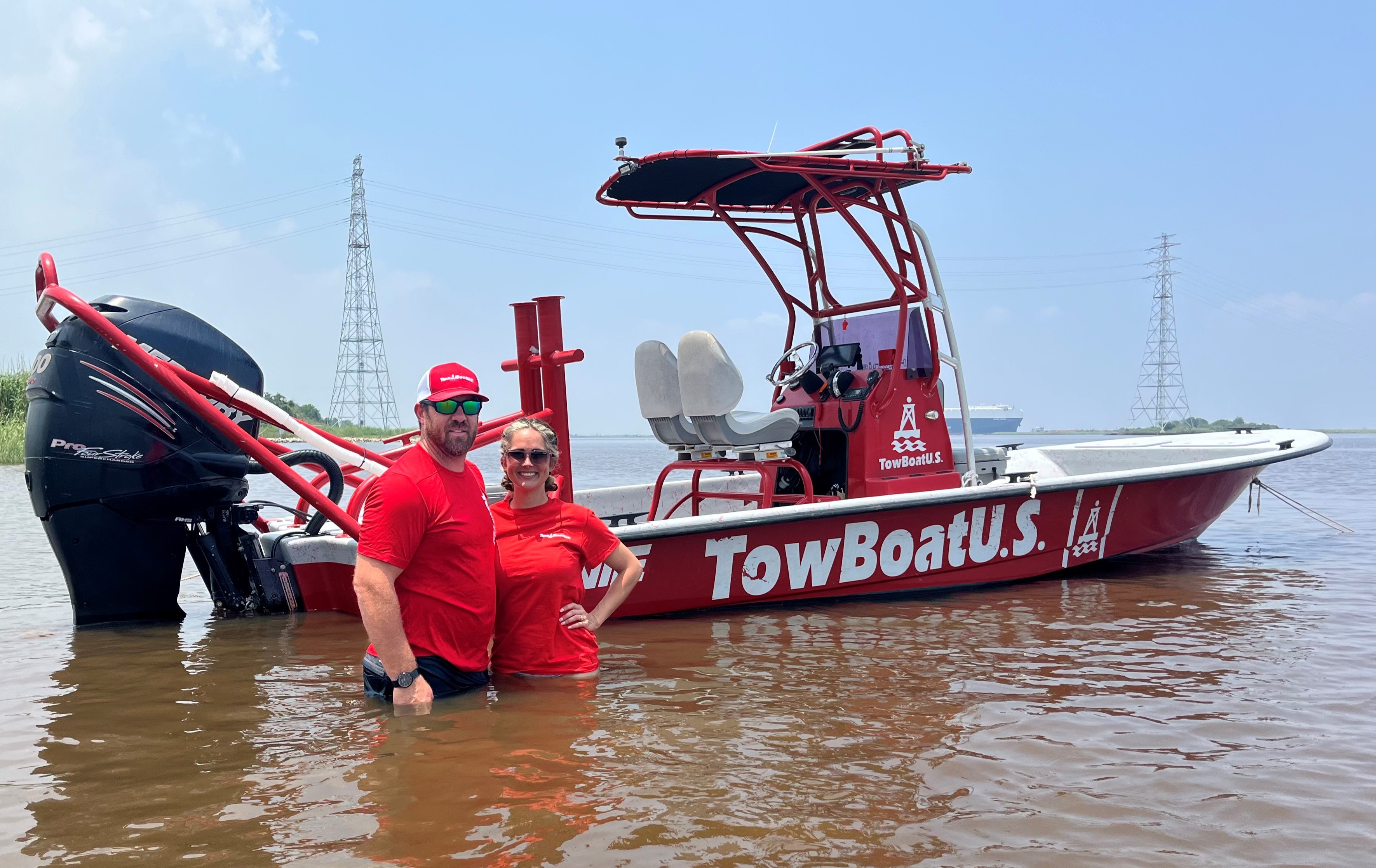 (L to R)  Bo and Chelsi Clayton of TowBoatUS Sabine Lake, Texas.